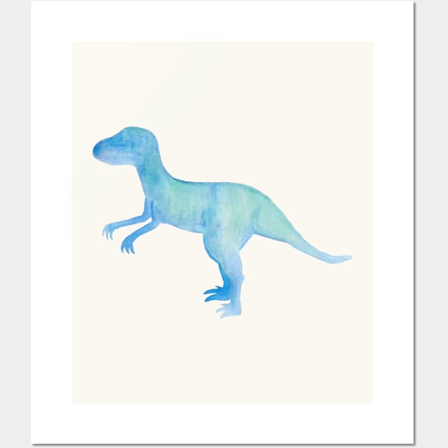 watercolor raptor dinosaur Wall Art by SRSigs